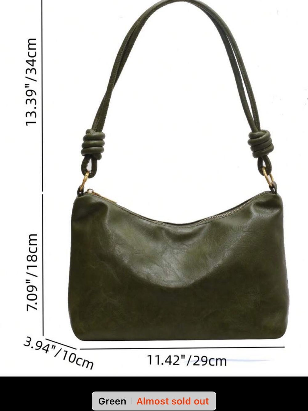 SHEIN Olive Green Shoulder Bag with Knotted Strap